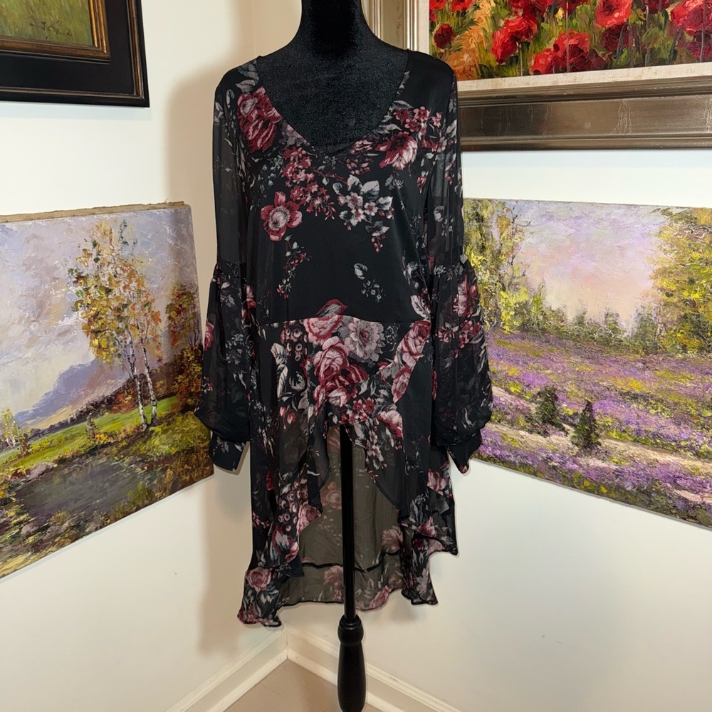 🐠 Leith Black and Pink Floral Dress